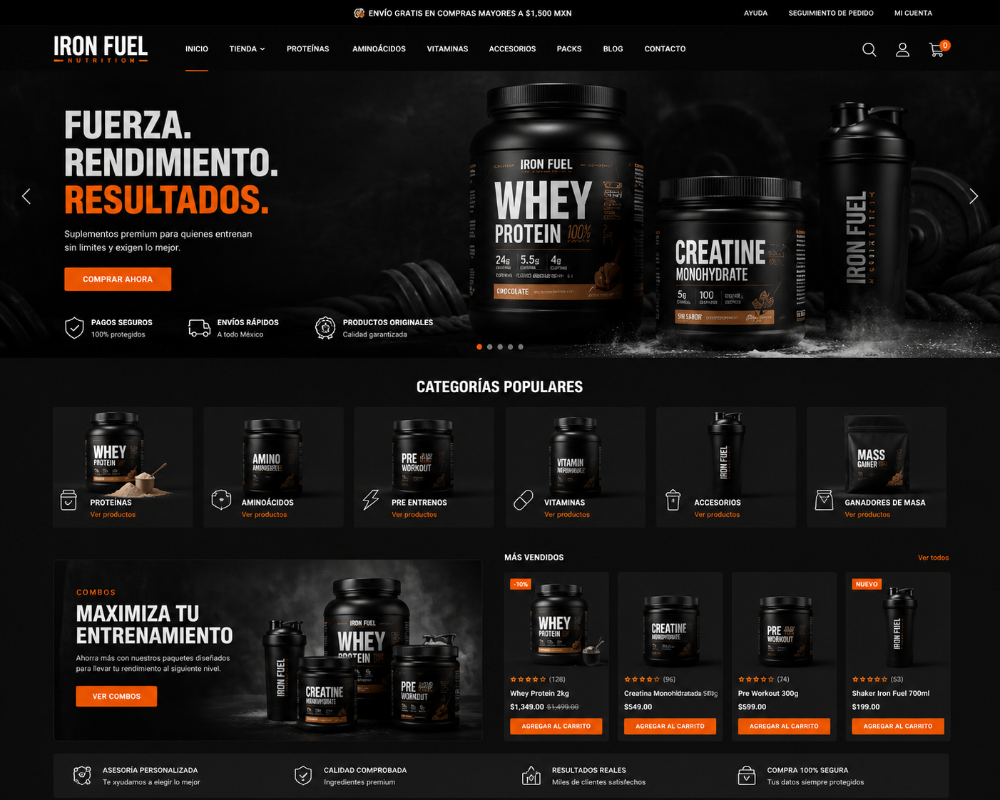 IronFuel - ejemplo de tienda